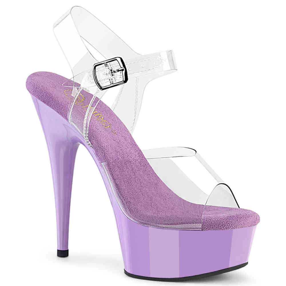 Pleaser - DELIGHT-608 Sandaal met enkelband - Transparant/Paars